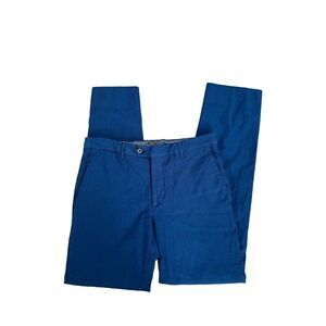 etro made in italy 46 men’s slim fit wool/cotton blue pants 30x30 flat front